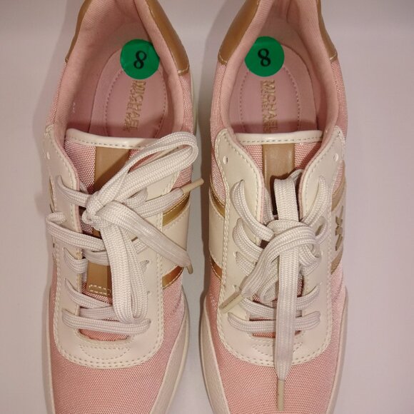 Womens Michael Kors Mabel Trainer Platform Wedge Sneakers 8 M Pink White Gold - Picture 6 of 9